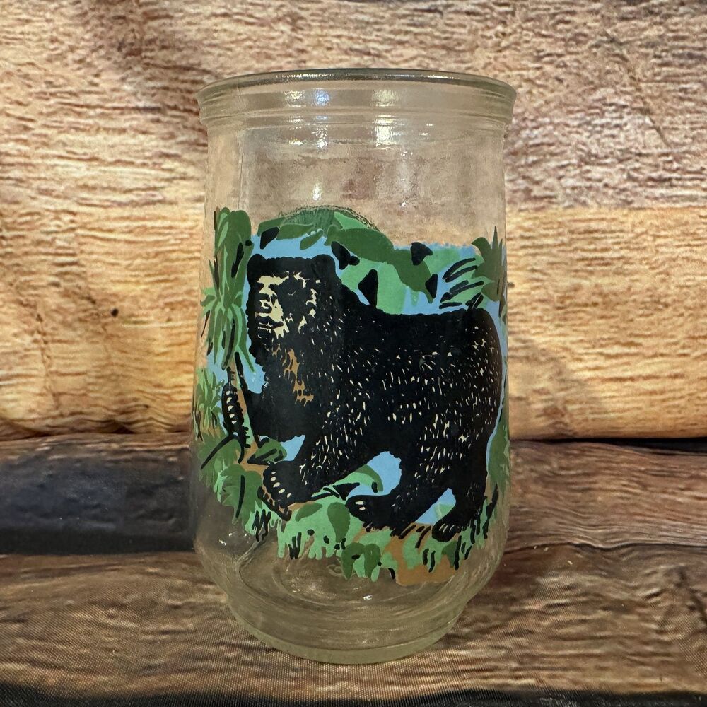 Vintage Welch's WWF Spectacled Bear Endangered Species Juice Jelly Jar Glass